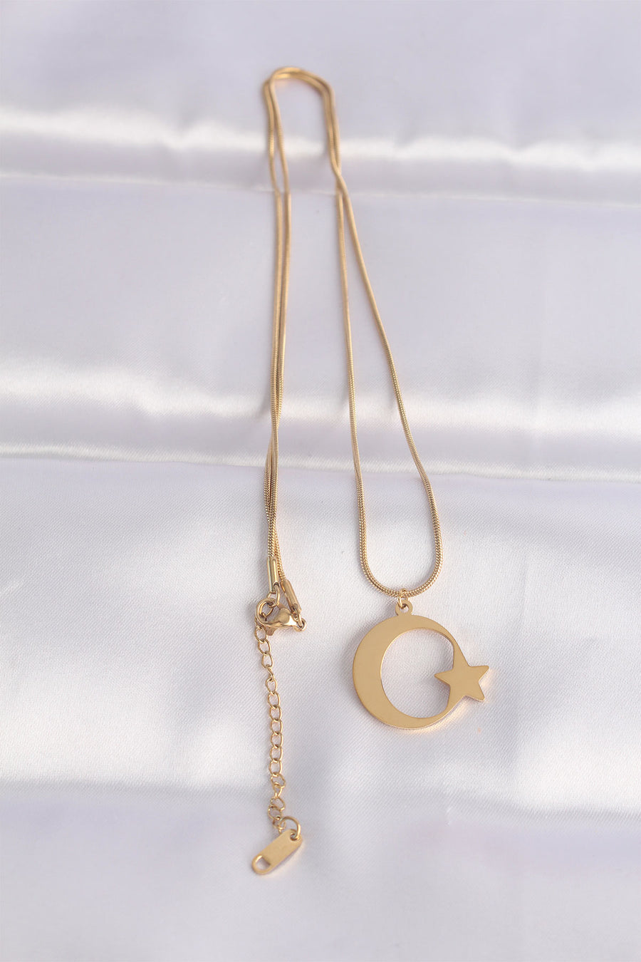 316L Çelik Zincir Gold Renk Ay Yıldız Unisex Kolye