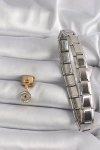 316L Çelik Gold Renk Sallantı Zirkon Taşlı Göz Model Nomination Charm