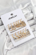 Pirinç Karışık Halka Model Gold Renk 6 Çift Kadın Küpe Set