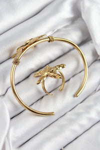 Pirinç Deniz Yıldızı Model Gold Renk Bileklik Yüzük Set