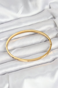 316L Çelik Gold Renk Zirkon Taşlı 65 mm İnce Kadın Kelepçe Bileklik
