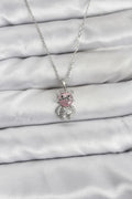 316L Çelik Zincir Gümüş Renk Teddy Bear Model Zirkon Taşlı Kadın Kolye