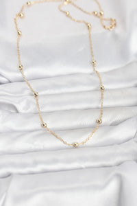 CM 14K Gold Renk Pirinç Top Zincirli 60 cm Kadın Kolye