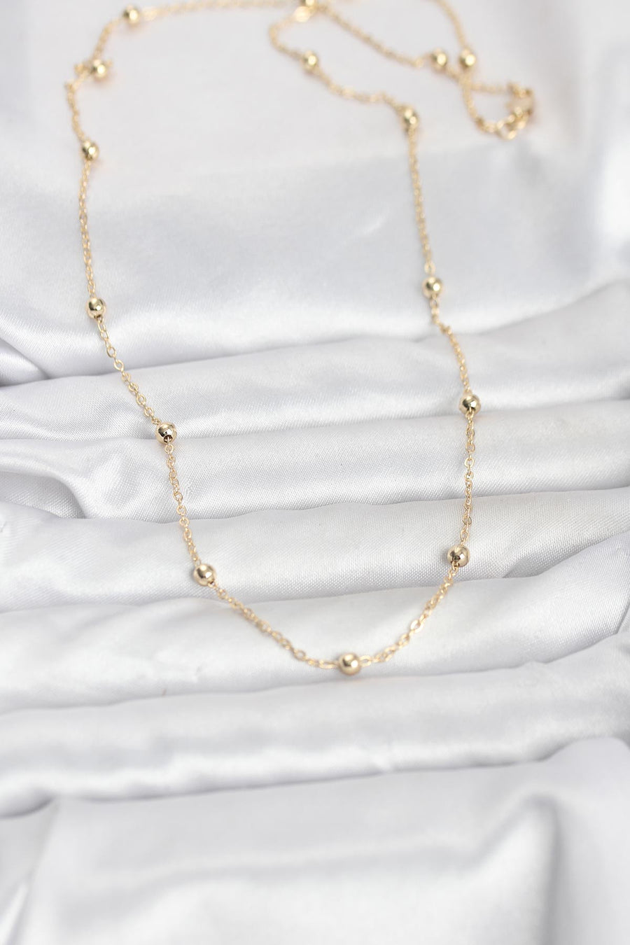 CM 14K Gold Renk Pirinç Top Zincirli 60 cm Kadın Kolye