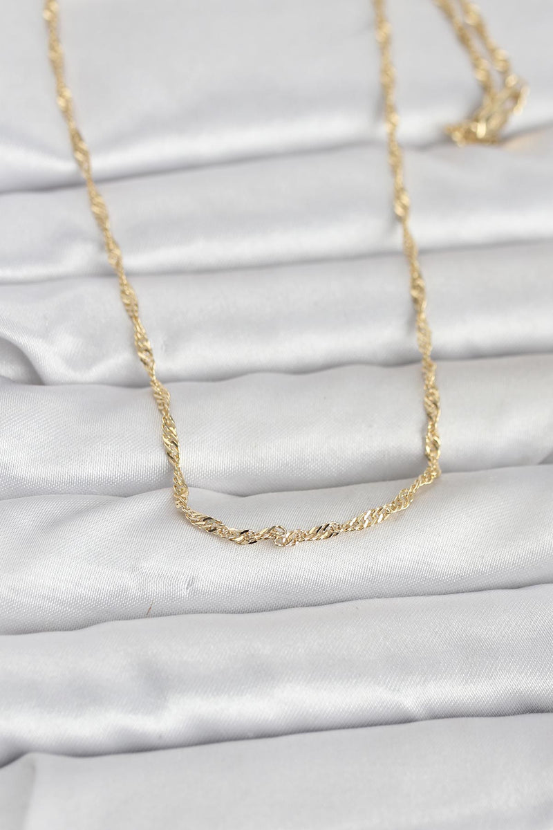 CM 14K Gold Renk Burgu Zincirli 60 cm Kadın Kolye