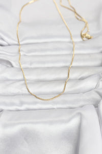CM 14K Gold Renk İnce Kare Zincirli Model 60 cm Kadın Kolye