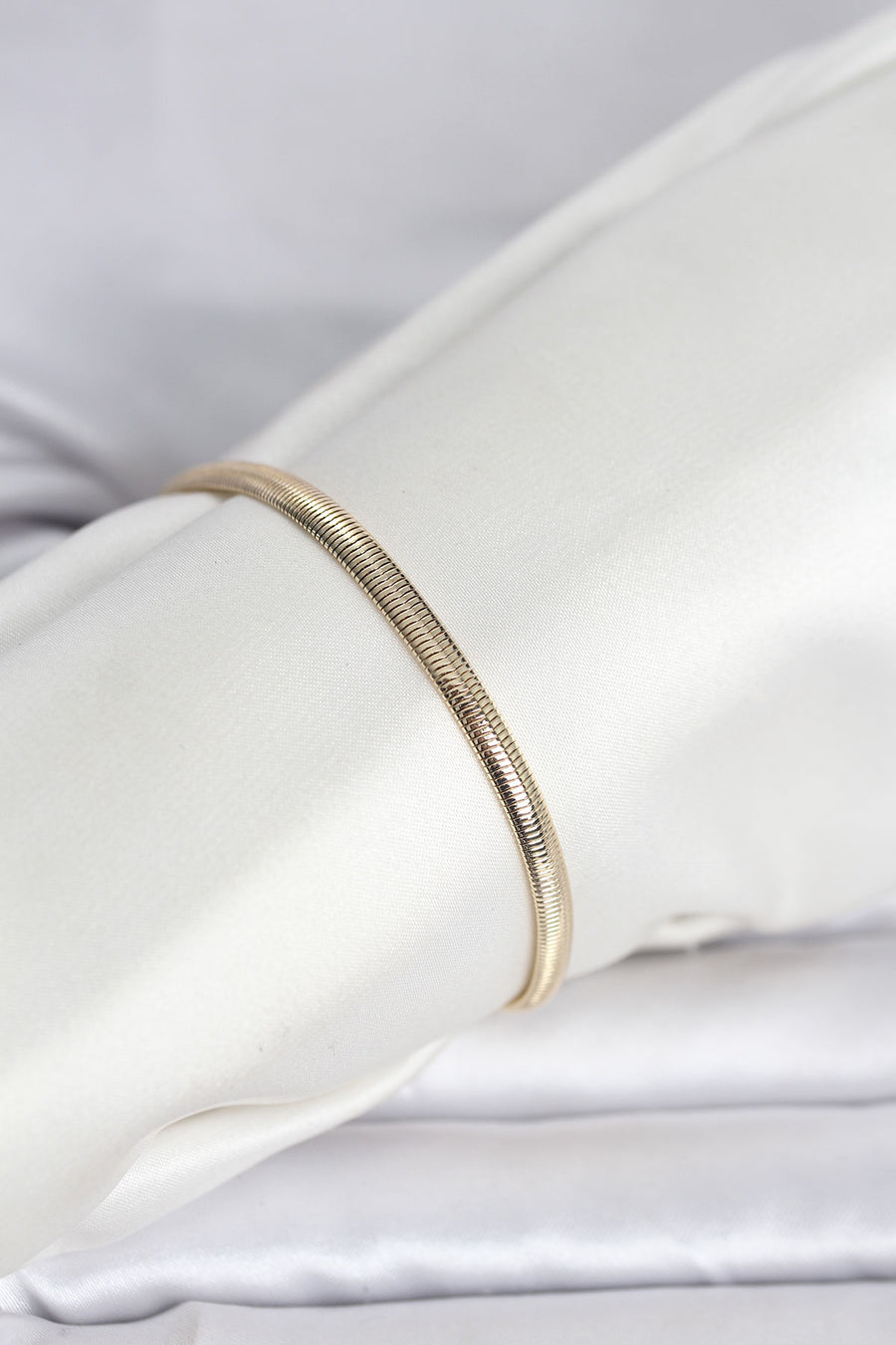 CM 14K Gold Renk Yassı Yılan Zincir Model Kadın Bileklik