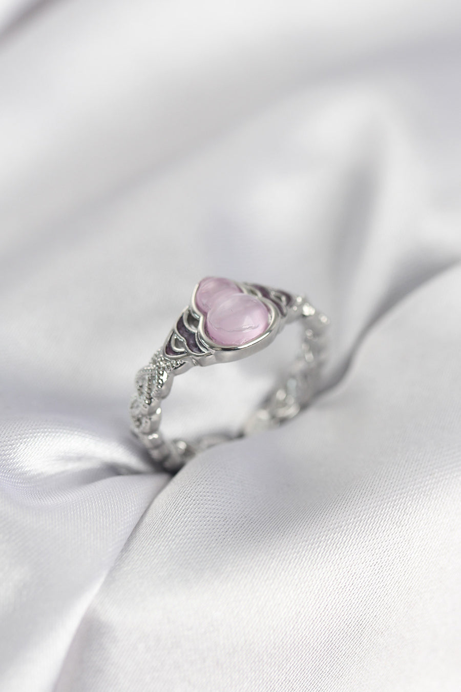 Gümüş Renk Pembe Damla Model Kadın Yüzük