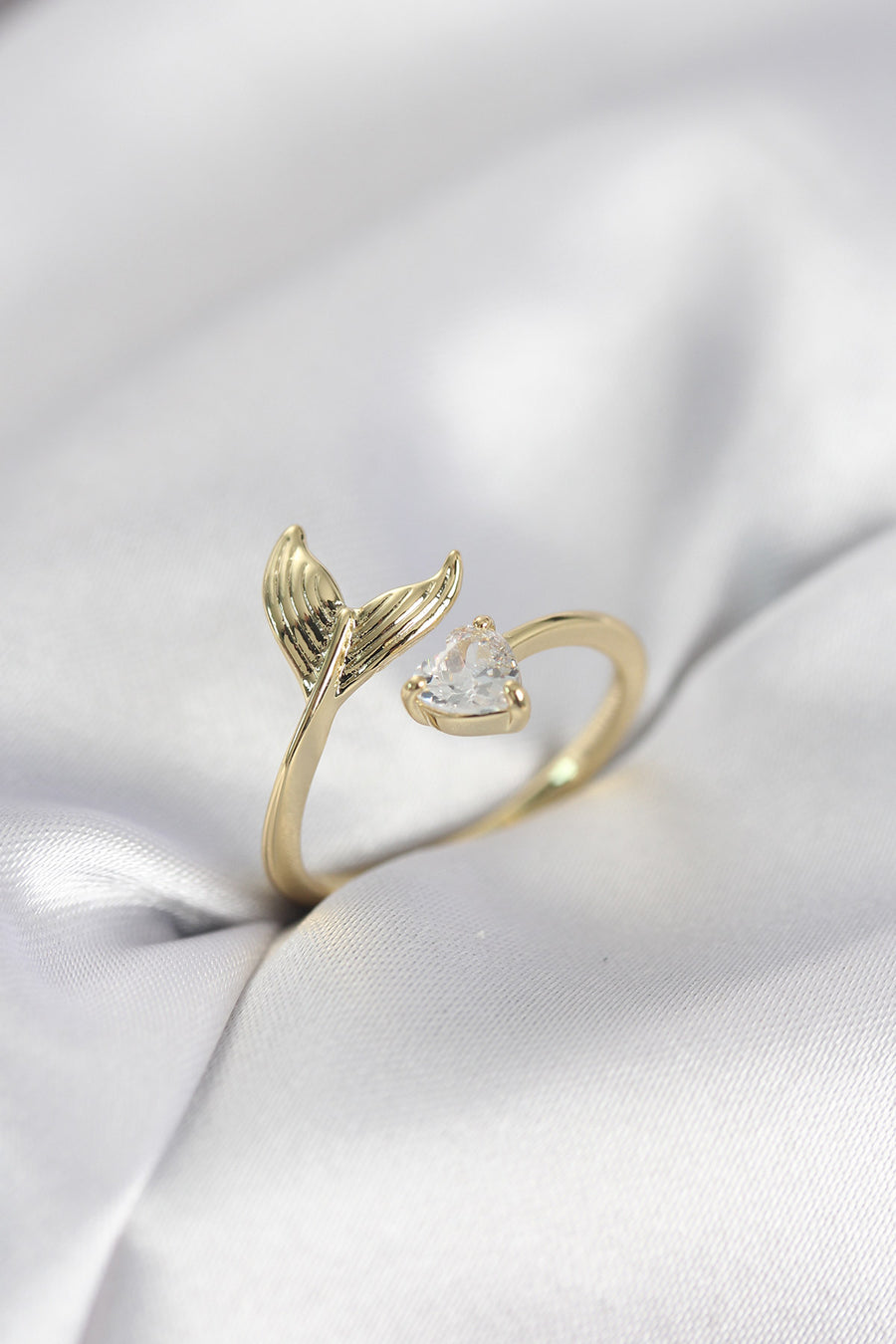 Balık Kuyruğu Model Gold Renk Zirkon Taşlı Kadın Yüzük