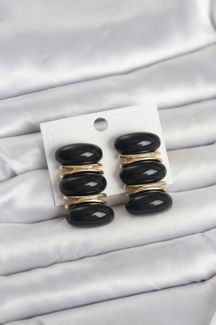 Siyah Vintage Model Gold Renk Kadın Küpe
