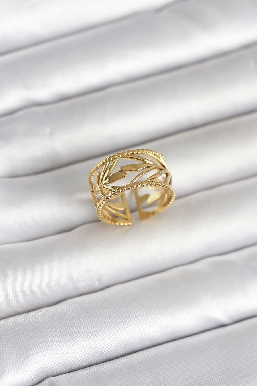 316L Çelik Gold Renk Başak Model Kadın Yüzük