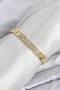 CM Labirent Model Zirkon Taşlı VIP Seri Gold Renk Pirinç Kadın Bileklik